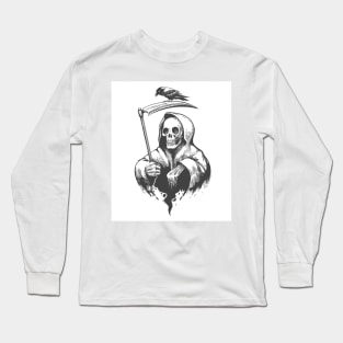 Death with Scythe and Crow Long Sleeve T-Shirt